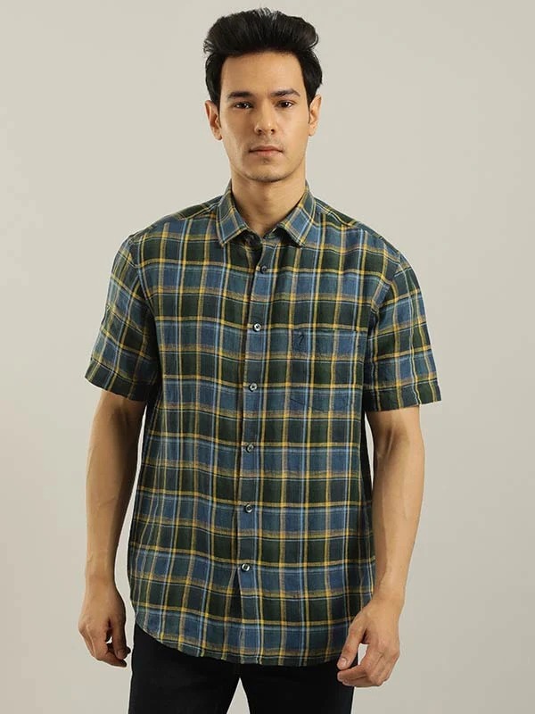 Indian Terrain Men Checkered Green Shirt